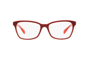Ray-Ban RX5362 prescription eyewear frames, red full-rim with clear lenses