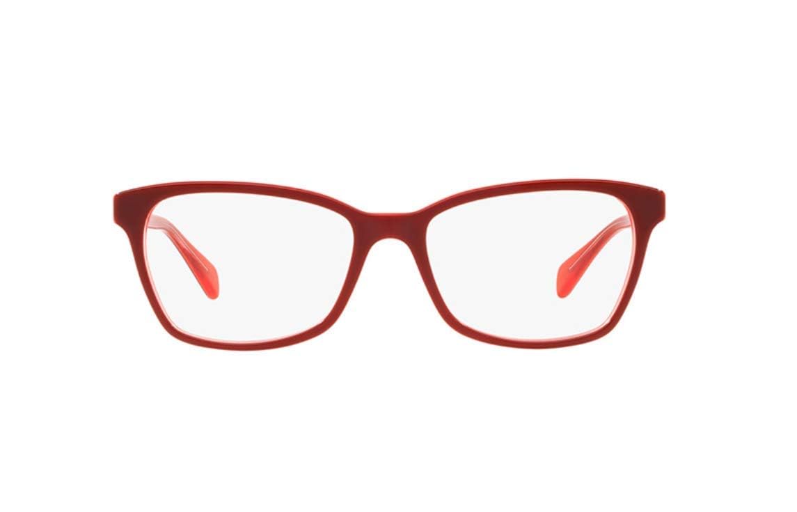 Ray-Ban RX5362 prescription eyewear frames, red full-rim with clear lenses