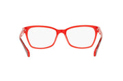 Ray-Ban RX5362 prescription eyewear frames, bright red full-rim with clear lenses