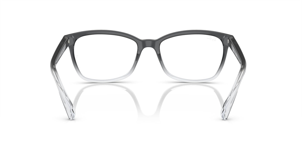 Ray-Ban rectangular eyeglass frames in dark gray with clear lens openings