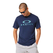 Men's navy Oakley graphic sun tee with large oval logo front