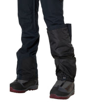 Black bib snow pants ankle cuff with snap strap and boot