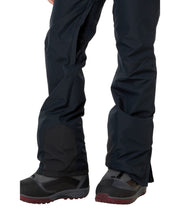 Black bib snow pants leg with ankle gaiter and boot