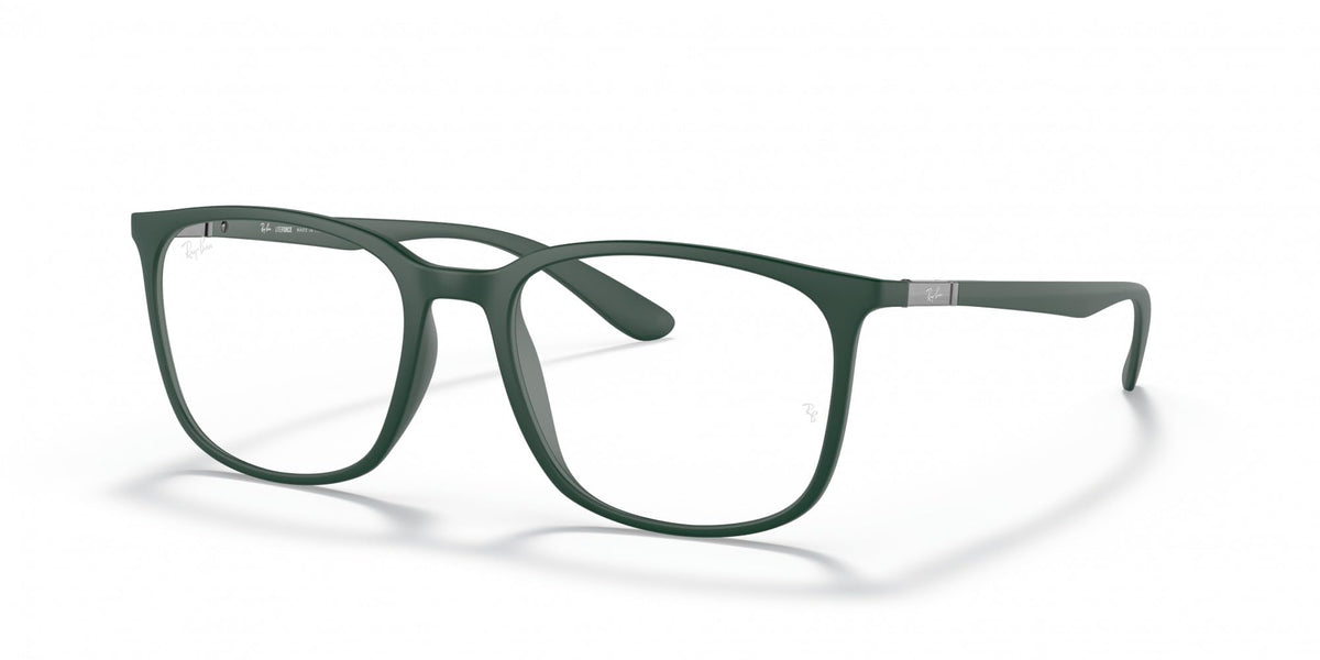 Ray-Ban RX7199 prescription eyewear frames, dark green full-rim rectangle