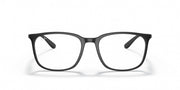 Black rectangular prescription eyewear frames, front view with clear lenses