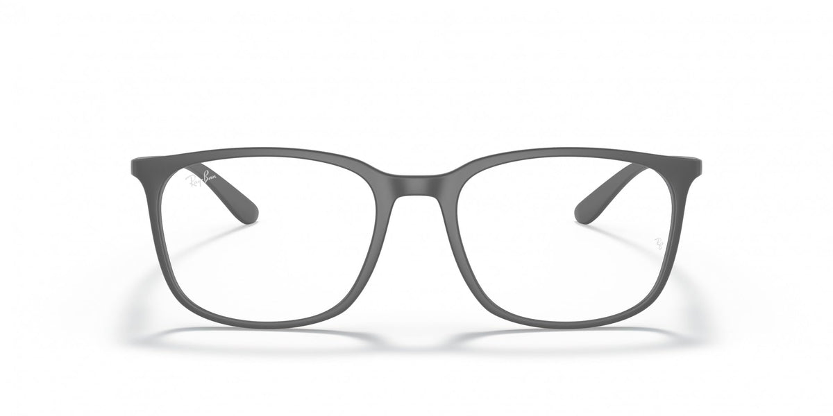 Dark grey prescription eyewear frames, front view with clear lenses
