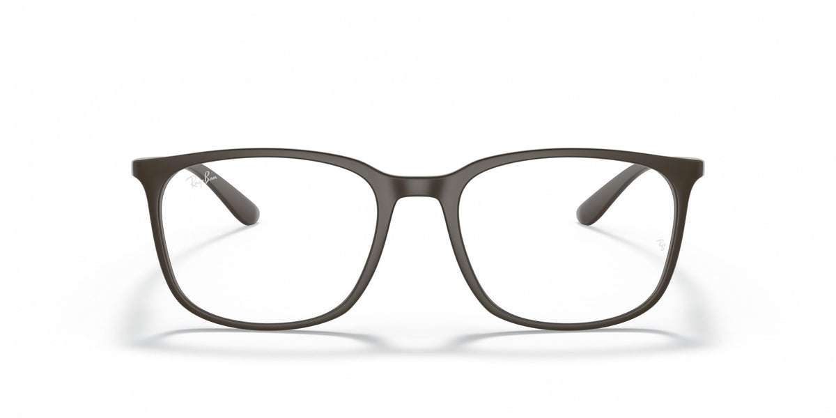 Ray-Ban RX7199 prescription eyewear frames, brown full-rim rectangular lenses