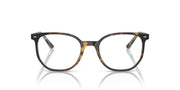 Prescription eyeglass frames, dark tortoise-style full-rim with clear demo lenses, front view