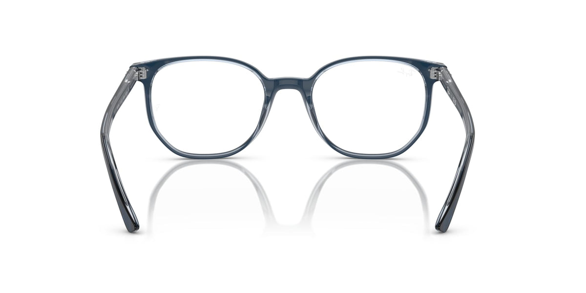 Ray-Ban RX5397 prescription frames, blue translucent full-rim with round lenses