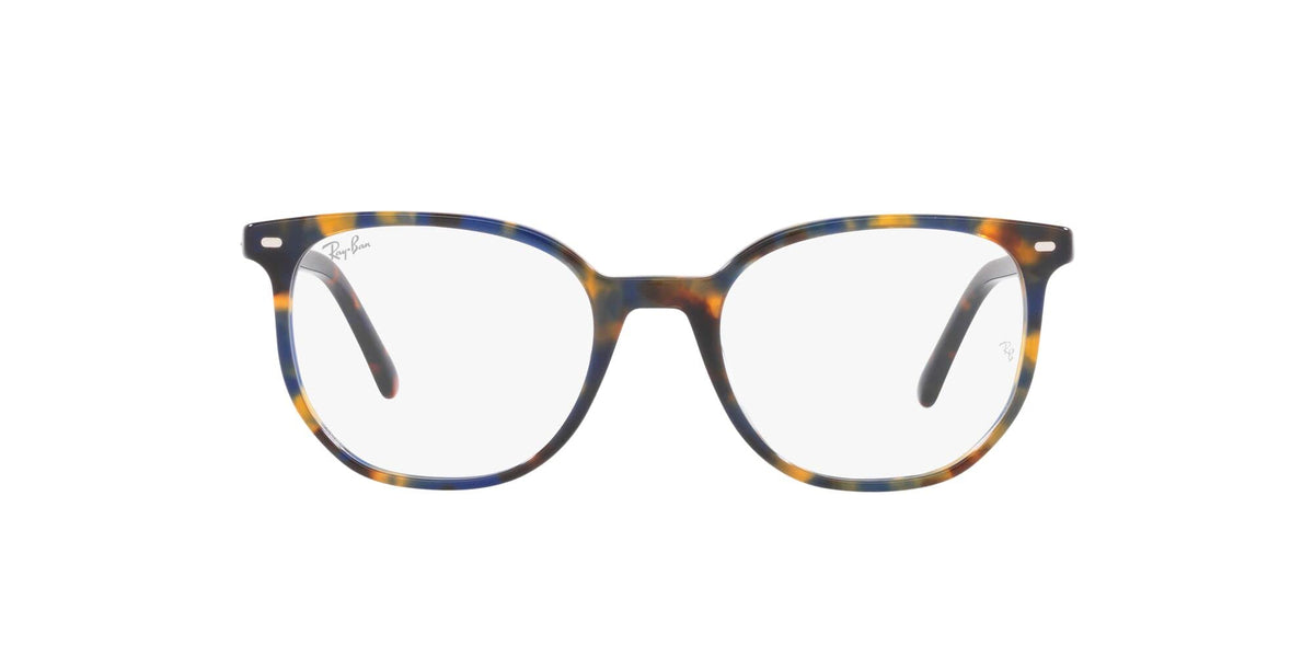 Tortoiseshell round eyeglass frames front view with clear lenses and dark details