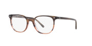 Ray-Ban prescription eyeglass frames, brown tortoise, front-left angle view, full-rim