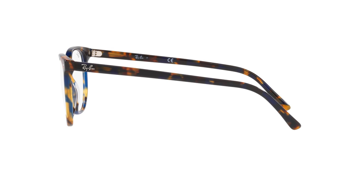 Ray-Ban prescription eyewear frames, tortoise and black striped acetate with curved temples.