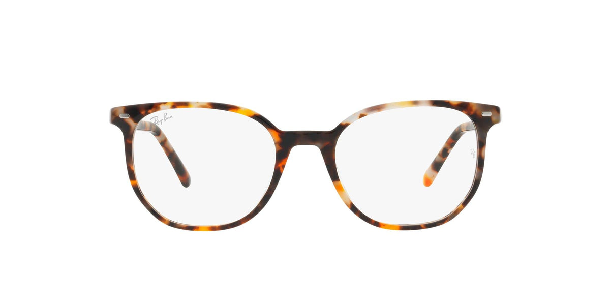 Tortoiseshell round eyeglass frames with clear lenses and dark temple accents
