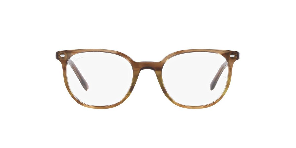 Prescription eyewear frames in warm brown with full-rim rounded square lenses
