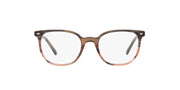 Ray-Ban prescription eyeglass frames, brown tortoise, symmetrical front view, full-rim