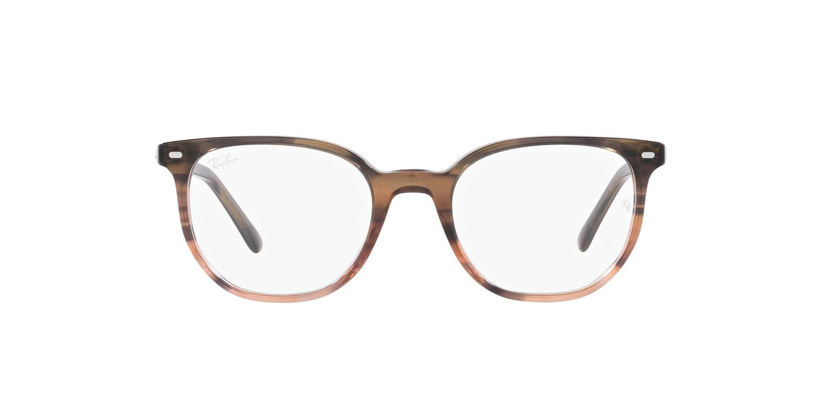 Ray-Ban prescription eyeglass frames, brown tortoise, symmetrical front view, full-rim