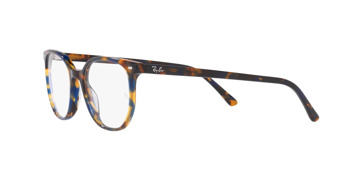 Tortoiseshell prescription frames, side view with clear lenses and slim temples