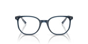 Prescription eyeglass frames, deep blue full-rim with clear demo lenses, front view