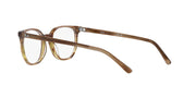 Prescription eyeglass frames, warm brown full-rim with clear demo lenses, front view
