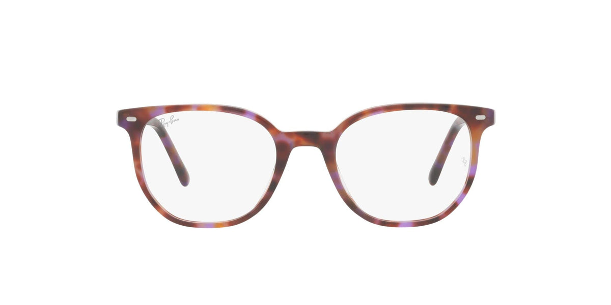 Ray-Ban prescription eyeglass frames, brown tortoise, straight front view, full-rim