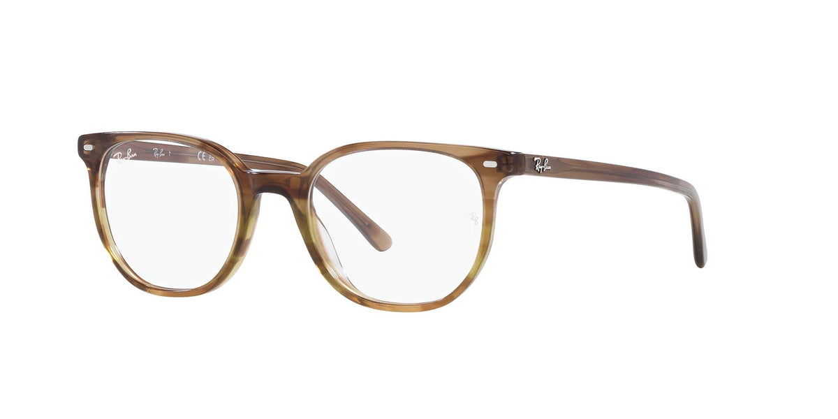 Prescription eyewear frames with brown front and dark temples, oval square lenses
