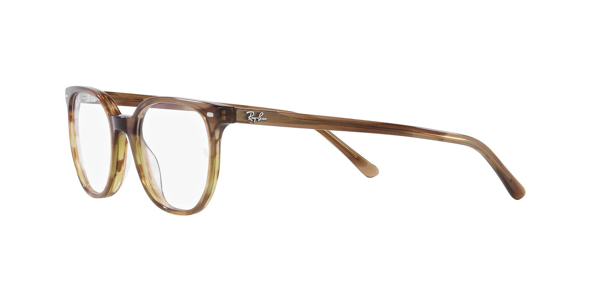 Prescription eyewear frames in warm brown with side profile and full-rim lenses