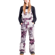 Women’s printed snowboard shell bib overalls with adjustable straps