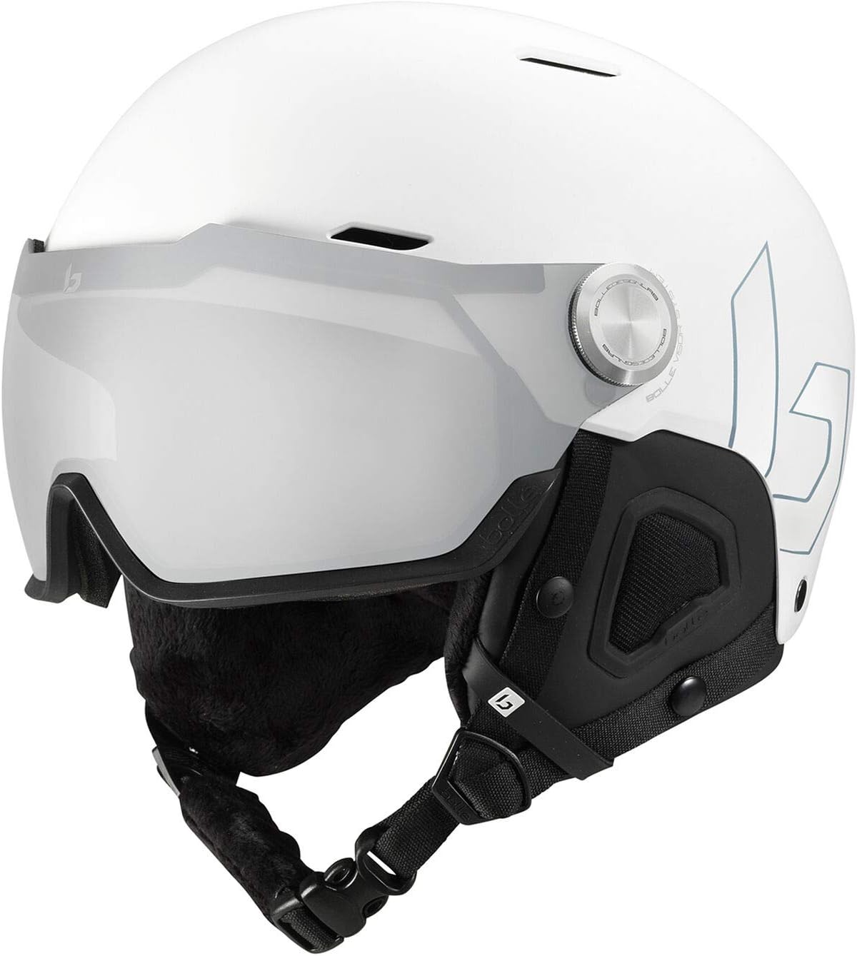 Bollé ski helmet with integrated visor and MIPS, white matte