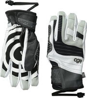 Two-tone black and white CG gloves with wrist strap and textured knuckle panel