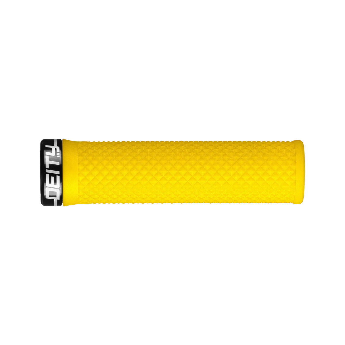 DEITY Lockjaw yellow textured handlebar grips, grippy diamond pattern