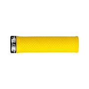 DEITY Lockjaw yellow textured handlebar grips, grippy diamond pattern