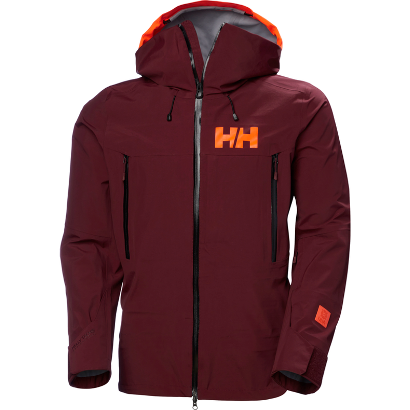 Men's shell jacket with zip hood, maroon, Helly Hansen HH logo