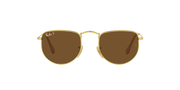 Ray-Ban RB3958 sunglasses with gold frames and polarized brown round lenses