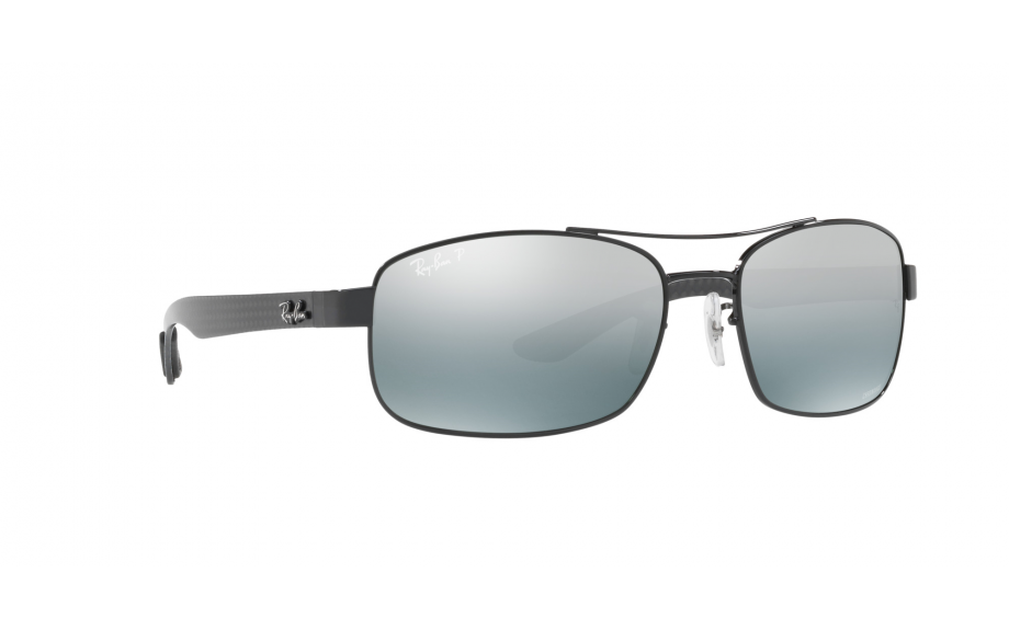 Black metal frame polarized blue mirrored sunglasses with silver mirrored lenses