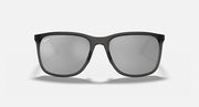 Ray-Ban RB4313 rectangular sunglasses, matte dark frame, grey mirrored lenses