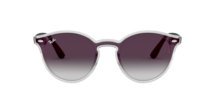 Ray-Ban round sunglasses with transparent frame and purple gradient lenses