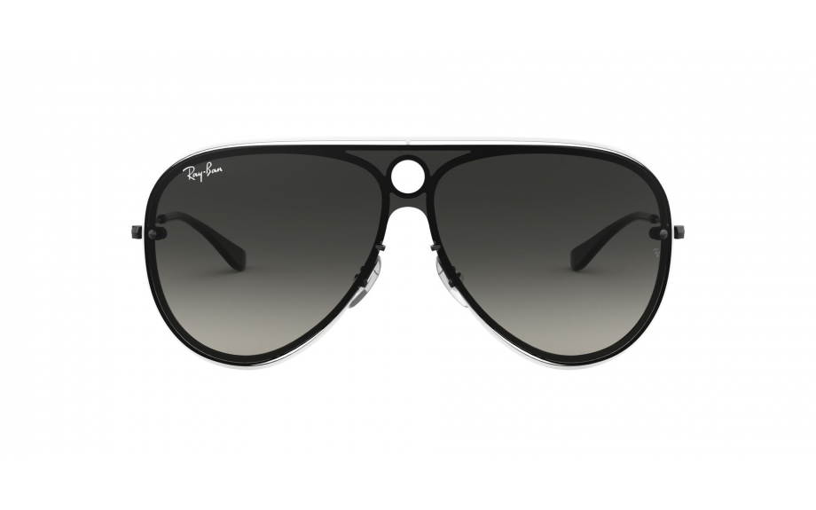 Ray-Ban aviator sunglasses, black frame with dark gray full lenses