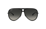 Ray-Ban aviator sunglasses, black frame with dark gray full lenses
