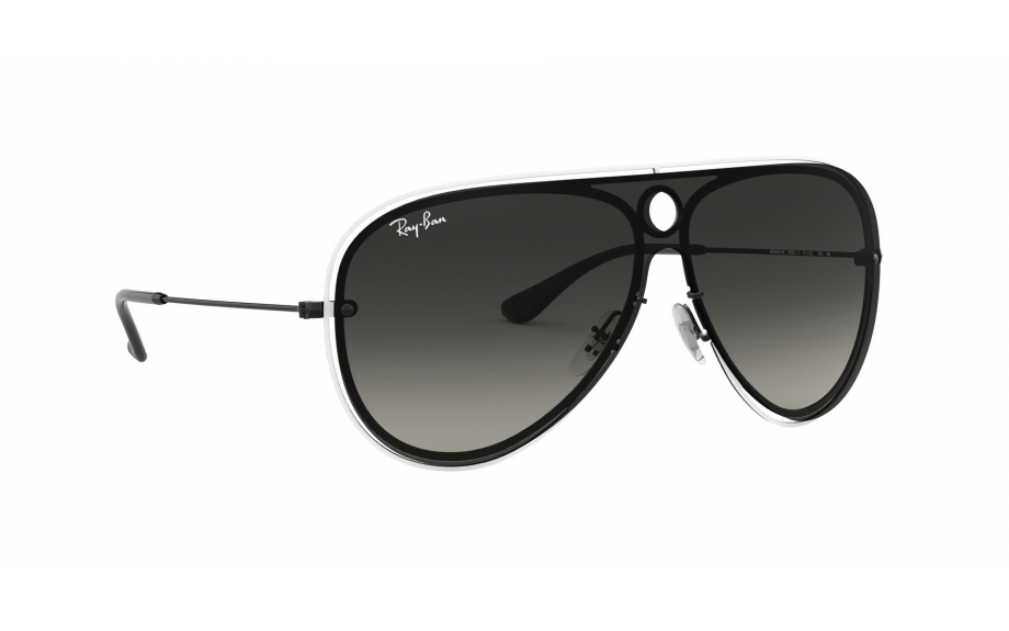 Ray-Ban aviator sunglasses, black frame with dark gray lens gradient