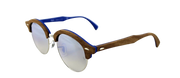 Ray-Ban clubround sunglasses with dark wood frame and mirrored silver lenses