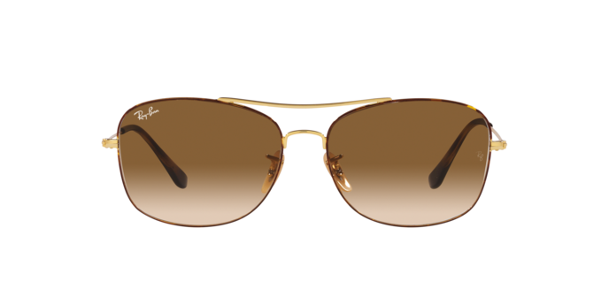 Ray-Ban RB3799 sunglasses with gold frame and brown gradient lenses