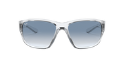 Ray-Ban RB4300 sunglasses with clear gradient blue lenses and transparent frame