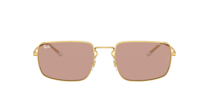 Gold square sunglasses with photochromic brown lenses