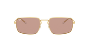 Gold square sunglasses with photochromic brown lenses