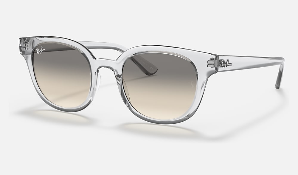 Ray-Ban RB4324 sunglasses with clear grey gradient lenses and light frame