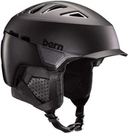 Bern Heist brim snow helmet, satin black with chin strap and vented shell