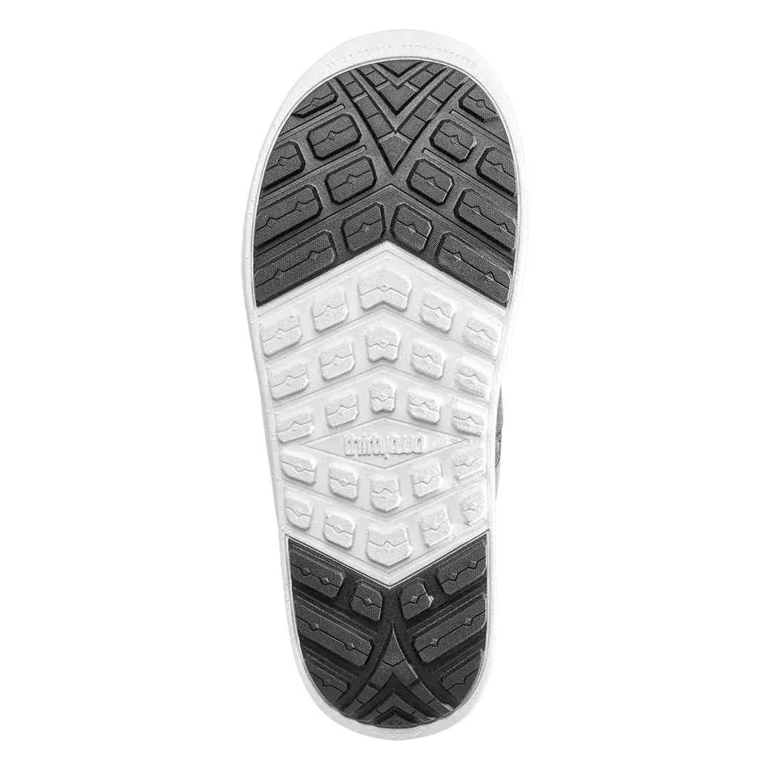 Men's black slip-on shoes outsole with deep tread and white rubber edge