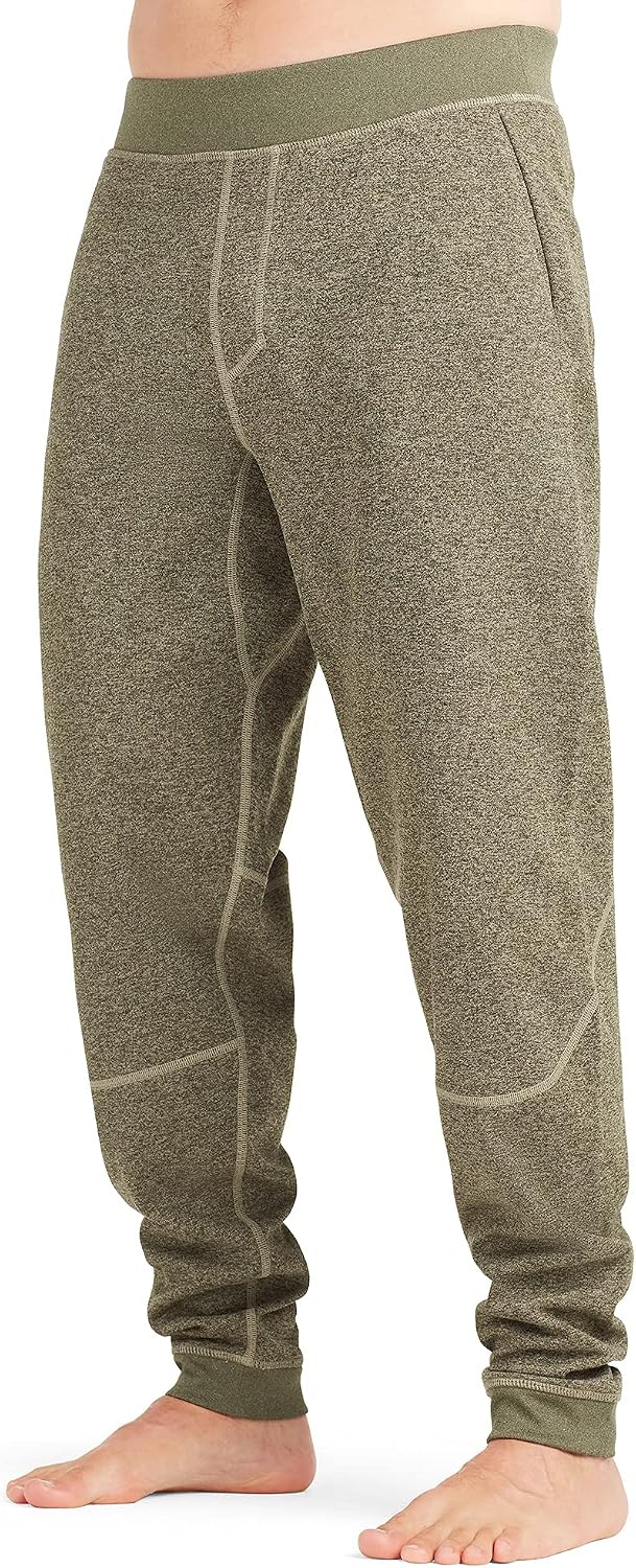 Men's performance fleece pants in Peat Green, ankle cuffs and elastic waistband