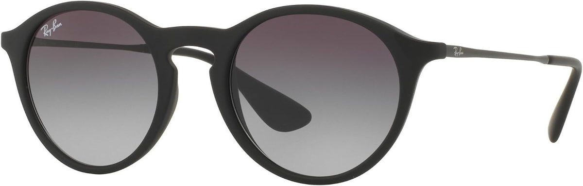Ray-Ban round sunglasses with black frames and dark grey gradient lenses