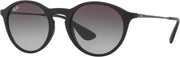 Ray-Ban round sunglasses with black frames and dark grey gradient lenses